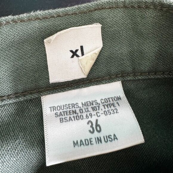 B•RTH olive cotton sateen trousers, made in USA Utility,Y2K - Picture 6 of 12